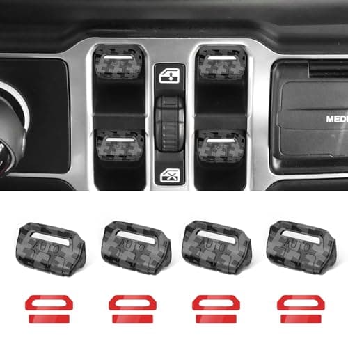 DIAMOOKY 4PCS Upgraded Window Switch Button Cover Compatible with Jeep Wrangler JL JLU 2018-2026 and Gladiator JT 2020 2021 2022 2023 2024 2025 2026 Wrangler 4xe Interior Accessories(Carbon Black)