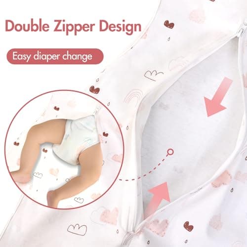 ANYEDDE Baby Transitional Swaddle Sleep Sack - Arms Up Swaddles for Baby Girl, 3-6 Months Newborn Swaddle Sleep Sack with Cuff Removable & 2-Way Zipper Design, Pink Cloud Transition Sacks - Thumbnail 4