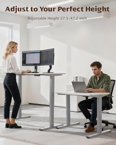 TOPSKY Dual Motor Electric Adjustable Standing for up to 70.8”x31.5” Table Tops, 225 lbs Weight Capacity, Computer Desk for Home and Office (Grey Frame only) - Thumbnail 4