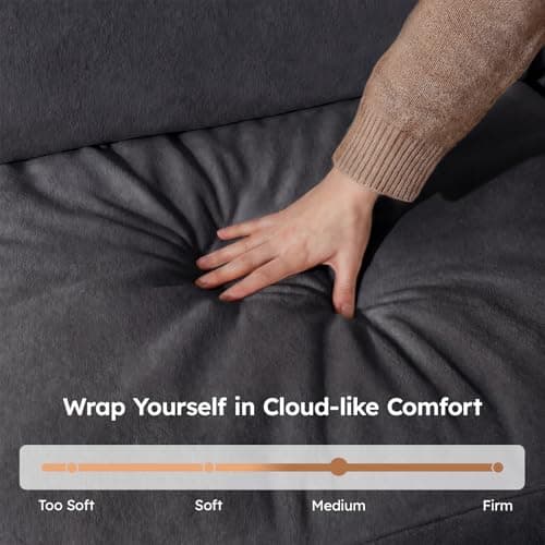 BERRY NEST 118" Oversized Modular Sectional Sofa, Cloud Couch with L-Shaped Chaise, Upholstered Deep Seat Boneless Sectional,Comfy Couch with Ottoman - Thumbnail 6
