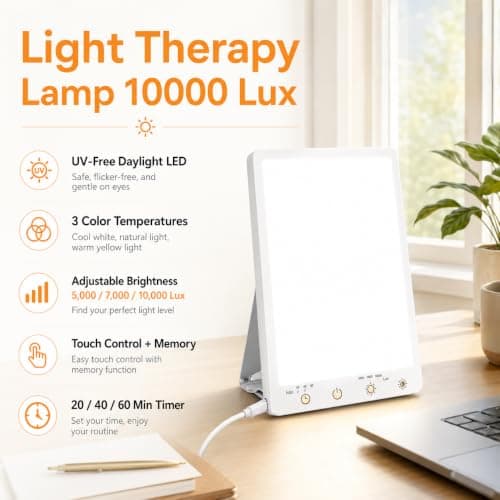 Beamhaus Light Therapy Lamp,10000 Lux Light Therapy Lamp -Full Spectrum Llight Therapy,3 Color Touch&Wall Mountable Daylight Therapy Lamp,Sunlight Lamp with Memory Function for Home & Office - Thumbnail 2