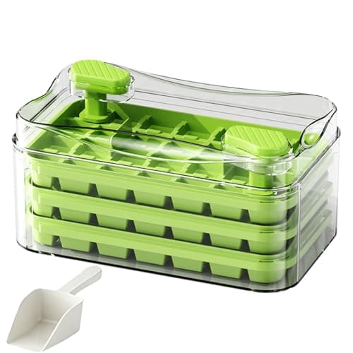 Dual-Pressure Ice Cube Tray with Storage Bin & Ice Scoop, 3-layers, 84Pcs Ices Cube Mold - Food Grade Easy Release Ice Maker - Image 1