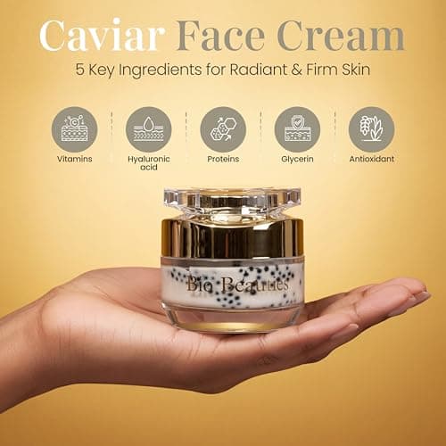 Bio Beauties Caviar Face & Neck Cream – Anti-Aging Moisturizer with Hyaluronic Acid, Squalane & Niacinamide – Marine Collagen and CoQ10 (Ubiquinone) – Hydrating, Firming & Smoothing – All Skin Types - Thumbnail 3