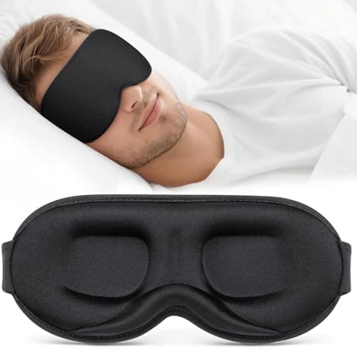 Vynix Sleep Mask for Men Women - 100% Blackout Eye Masks for Sleep - 3D Soft Sleeping Mask for Side Sleepers - Zero Pressure Lash Extensions Eye Cover Shade for Airplane Travel Essentials, Black - Image 1