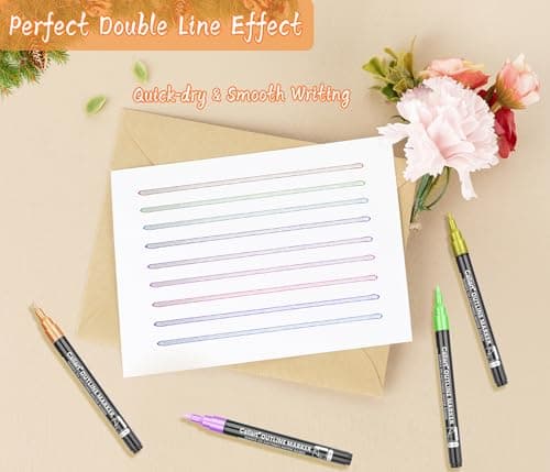 Caliart 12 Colors Outline Markers Shimmer Glitter Pens - Thumbnail 3