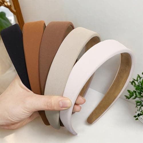 obeoby Cute Headbands for Women, Trendy Headband Neutral Solid Color for Vintage Outfit Non Slip 1 Inch Wide Hair Bands for Women's Hair Fall Head Bands Accessories Gifts