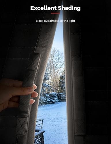 AEOCOO Thermal Door Curtain, Fit Size up to 32 x 80 Inches, Magnetic Insulated Door Curtains for Doorway/Front/Back/Basement, Oxford Cover with Thick Cotton to Keep Warm Winter, Black, Rectangle - Thumbnail 5