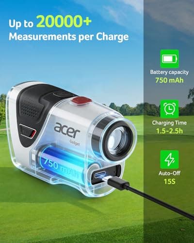 Acer Pro Golf Rangefinder with Slope Switch, Pin Lock Vibration - 1200 Yards Laser Range Finder Golf, 7X Magnification, Rechargeable Battery with Magnet Stripe, IP54 Waterproof, Golf Gifts for Men - Thumbnail 6