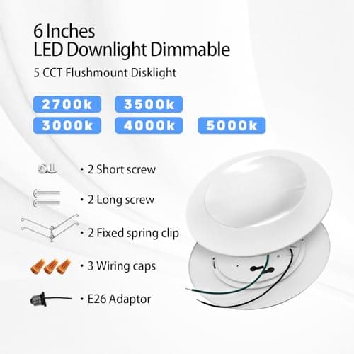 AHIMORI 15w Led Flush Mount Ceiling Light 1200lm Round Disk Light Dimmable 5 Cct 3000k -5000k Wafer-Thin Recessed Can Lamp Low Profile Modern Fixture for Bedroom Kitchen Hallway 4 Pack - Thumbnail 3