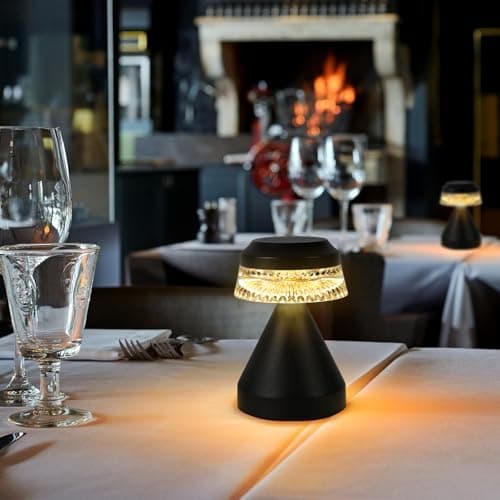 UMLAEN Rechargeable Cordless Table Lamp, 2600mAh Battery Operated Table Light | 3 Color | Stepless Dimming, for Bedroom, Cafe, Camping, Bar, Dining Table, Restaurant - Thumbnail 5