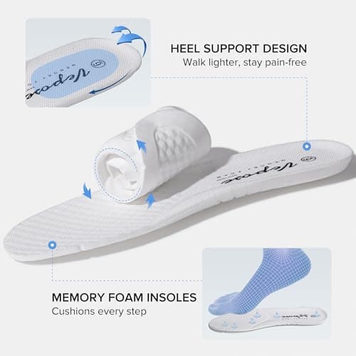 Vepose Women's Fashion Walking Sneakers, Comfortable Tennis Lace up Slip On 8012A Shoes, Size 9M US(CJY8012A White 09) - Thumbnail 4