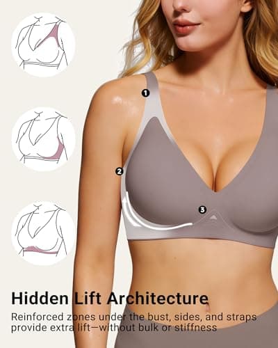 As Fairy Wireless Lift Bra for Women Seamless Deep V Jelly Bra Adjustable & Supportive T-Shirt Bra for Sleep(Grey 42DD) - Thumbnail 3