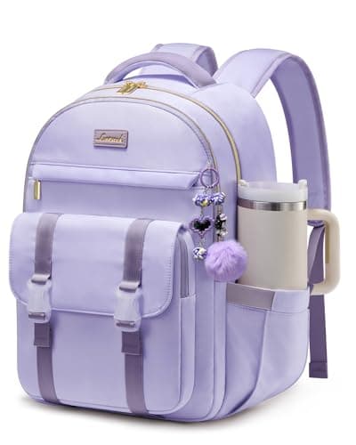 LOVEVOOK School Backpack for Teen Girls,Student Backpack Fits 15.6 Inch Laptop with Large Tumbler Pocket,Cute Kid Bookbag for 8-14 Teenage Back to School Gifts Daypack for Girl - Image 1