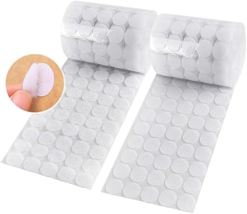 Hompie 400pcs (200 Pair Sets) 15mm Diameter Sticky Back Hook, Self Adhesive Dots Loop Tapes for DIY Crafts Office Classroom (White)