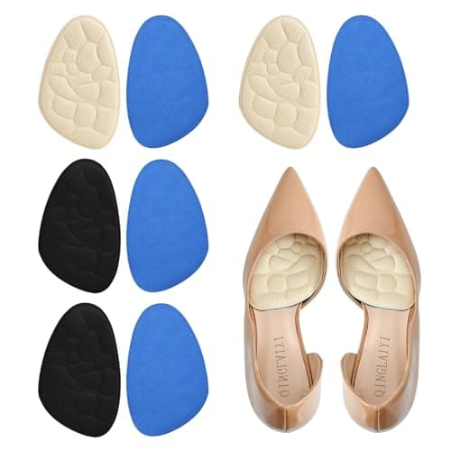 XINIFOOT 4 Pairs Metatarsal Pads Women, Ball of Foot Cushions, High Heel Inserts, All Day Pain Relief and Comfort, and Comfort One Size Fits Shoe Inserts for Women (Black+Beige) - Image 1