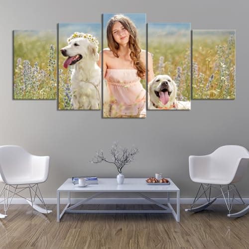 ZHIYYHAO Personalized Canvas Prints with Your Photos Set of 5 Framed Personalized Family Portrait Pet Wedding Landcape Pictures Customized Canvas Prints Wall Art for Bedroom Livingroom Office Home Decor ( Framed , 10"x16"x2 10"x20"x2 10"x24"x1 ) - Thumbnail 3