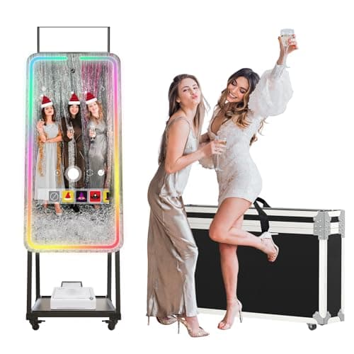 MWE Magic Mirror Photo Booth Machine Touch Screen with Printer,12MP 4K HD Camera,RGB Surround Light Music Sync,Professional Photography Light,Dual System,Software APP Remote Control (47in+Printer) - Image 1