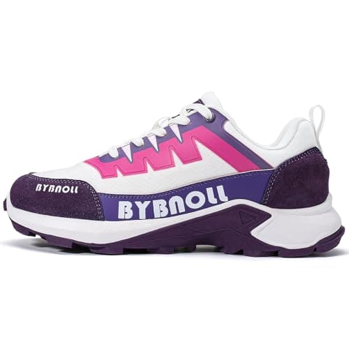 Men's Casual Walking Sneakers, Breathable Mesh & Suede, Chunky Non-Slip Sole, Color Block Design, Ideal for Daily Walking & Light Hiking Purple - Image 1