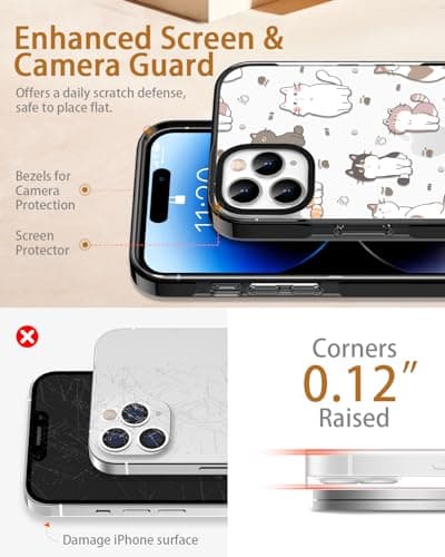 Sholbrak [3 in 1 Designed for iPhone 14 Pro Max Case Cute Cat Pattern Protective Phone Case Cover 6.7" Screen Protector + Camera Lens Protector【2X Military Grade Drop Tested / 6.6ft Drop Protection】 - Thumbnail 4