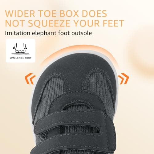 STQ KIDS Toddler Wide Toe Box Shoes Barefoot Boys Sneakers Kids Tennis First Walking Zero Drop Daily Wear School Outdoor Activities Breathable Comfortable Dark Grey Toddler Size 7 - Thumbnail 5