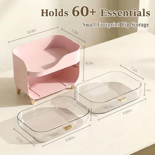 Asdbko Makeup Organizer for Vanity with Large Smooth Drawers Extra Large Skincare Organizer for Bathroom Countertop and Dresser, Crystal Clear Cosmetic Storage Display Case for Beauty Products - Thumbnail 2
