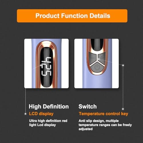 JINRI Hair Iron, Hair Brush, Pumped-Up Volume, Adjustable Temp, 360 ° Tail Rotation, Lasting Volume, for Short Or Thin Hair, Dual Voltage (100-240V), Volumizing Hair Iron, Blue, 1.38 inch - Thumbnail 6