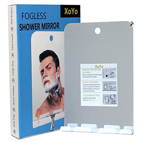 XoYo APHUIME Large Fogless Shower Mirror, Includes 1 Adhesive Hooks, Anit-Fog Shower Mirror, Shower Makeup Shave Mirror, Frameless Shower Mirror, Wall Hanging Mirror - Thumbnail 4