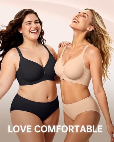 LetsJoli Bras for Women No Underwire Wireless Jelly Bra Support and All Day Comfort Seamless Racerback Sleep Workout Adjustable Bras (Skin S) - Thumbnail 6