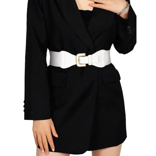 SUOSDEY Wide Waist Belt for Women Dresses Elastic Chunky Belt with Gold Buckle Fashion Thick Stretchy Ladies Belt - Thumbnail 2