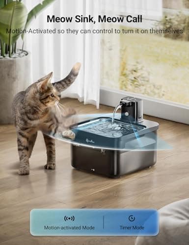 DownyPaws Cat Water Fountain Cordless, 84oz/2.5L Fursink Wireless Pet Water Fountains for Cats Indoor, Battery Operated Cat Drinking Fountain with Motion Sensor, Ultra Quiet Pump, BPA-Free, Black Pro - Thumbnail 3