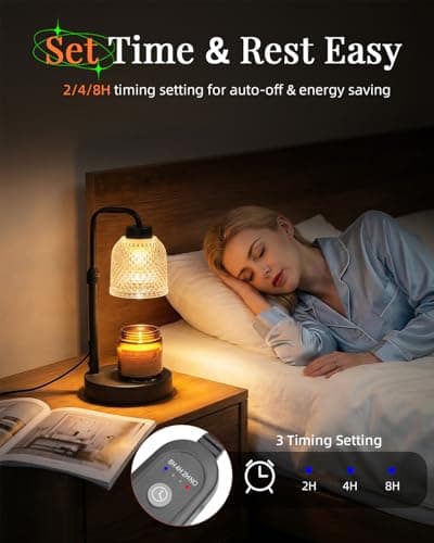 AIFEI Candle Warmer Lamp with Timer, Dimmable Adjustable Height Candle Lamp, Birthday Gifts for Women Mom Sister Friends, House Warming Gifts New Home, Candle Lamp Warmer with 2 Bulbs - CoalBlack - Thumbnail 3