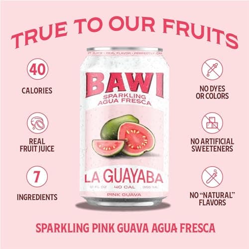 Bawi Sparkling Agua Fresca, 4 Pack Sparkling Water, Plant-Based, Low Calorie, Less Sugar, Mexican Drink Made in the USA (4 Count, Variety) - Thumbnail 6