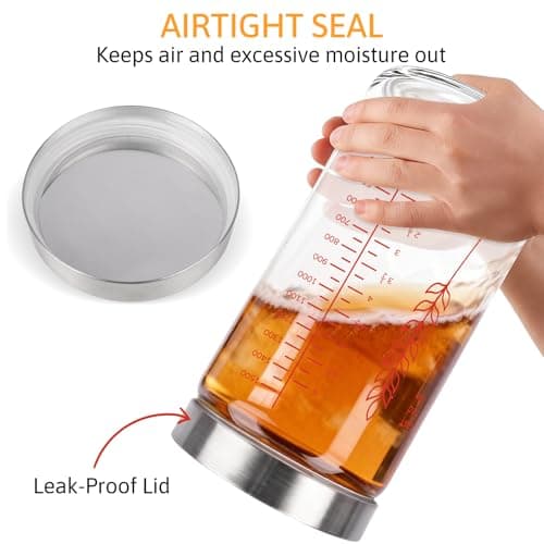 57oz Sourdough Starter Jars, Extra Large Glass Jar & Complete Baking Kit for Perfect Sourdough Bread, Sour Dough Starter Jars Includes Fermentation Cover & Aluminum Airtight Lid (Red Set of 2) - Thumbnail 4