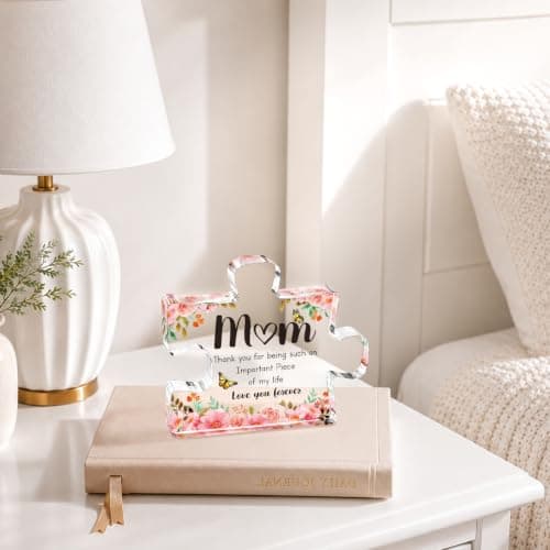 Mothers Day Gifts for Mom - Meaningful Acrylic Puzzle Piece Decor - Heartwarming Mom Birthday Gifts from Daughter Son, Mothers Day Gifts, Thoughtful Keepsake Plaque for Home Office Desk, 3.9 x 3.3 Inch - Thumbnail 6
