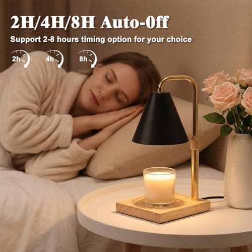 BJFFN Candle Warmer Lamp with Timer and Wireless Remote Control - Birthday Gifts for Women, House Warming Gifts New Home Decor, Wax Melt Warmer for Jar Candles with 2 Bulbs - Thumbnail 5