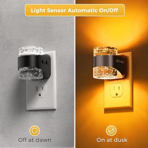 L LOHAS LED Night Light, Bubble Night Lights Plug into Wall, Acrylic Night Lights with Dusk-to-Dawn Sensor,Dimmable Amber Pulg in Nightlights for Rooms Bathroom Hallway - Thumbnail 2