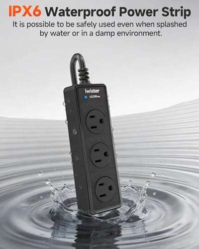 IPX6 Outdoor Power Strip Weatherproof, 3 Wide Multi Outlets, 1625W/13A High-Power for Multiple Uses, Built with 16AWG Indoor Extension Cord, Mountable Power Strip Suitable for Backyard Patio&Party Use - Thumbnail 3