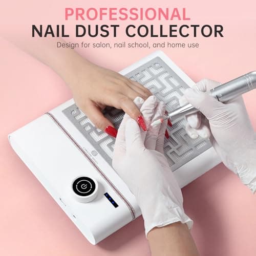CHRISTINE SHELLY Nail Dust Collector, Bling Diamond Cordless Rechargeable 5000RPM Vacuum Nail Tech Fan Extractor, Professional Nail Duster Suction, Low Noise, Salon&Home - Thumbnail 2
