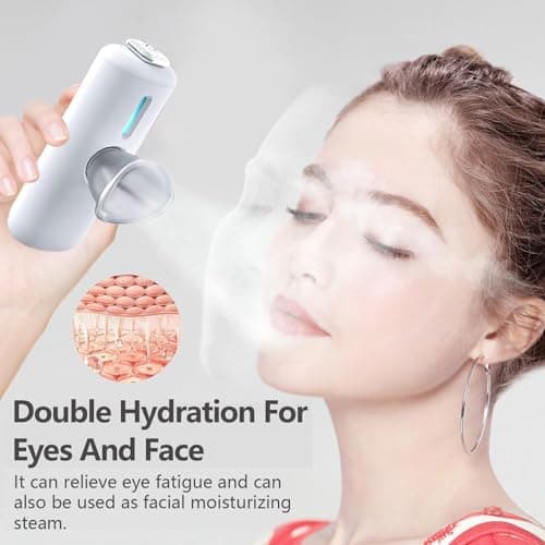 Nano Eye Mist Sprayer - Portable Cool Mist Humidifier for Dry Eye Relief, USB Eye Care Device for Moisturizing & Soothing, Mini Facial Steamer for Eye Fatigue, White - Thumbnail 2