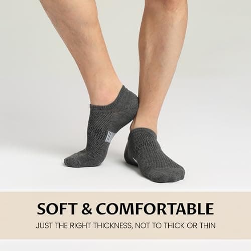 Sunew 8 Pairs Womens Mens No Show Socks Low Cut Cushioned Non Slip Invisible Boat Socks for Running Working Black White Dark Grey Beige Medium - Thumbnail 6