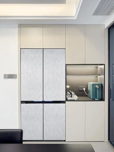 Silver Contact Paper Peel and Stick Stainless Steel Wallpaper for Metallic Fridge Appliances Vinyl Thick Heat Resistan Self-Adhesive Waterproof Wallpaper for Kitchen Dishwasher Cover 15.7" X 78.7" - Thumbnail 2