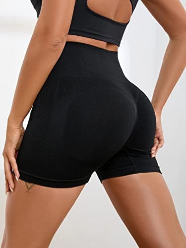YOAKUKA Women's 4 Piece Workout Shorts Yoga Gym Seamless Scrunch High Waist Pants Athletic Control Ruched Shorts - Thumbnail 2