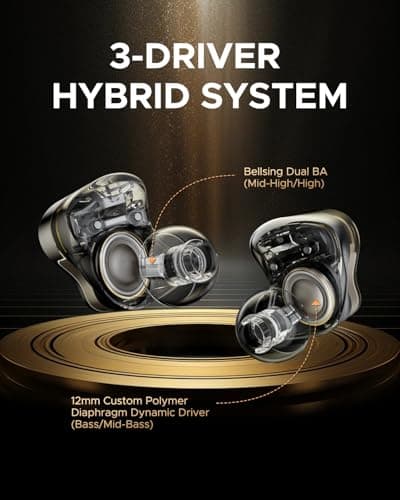 SoundPEATS H3 Hi-Res Wireless Bluetooth Headphones with LDAC, aptX Lossless, Triple Units (1DD+2BA), 55dB Active Noise Cancellation, 6 AI Microphones, Transparent Mode, BT5.4, APP, 37H, IPX5 - Thumbnail 2