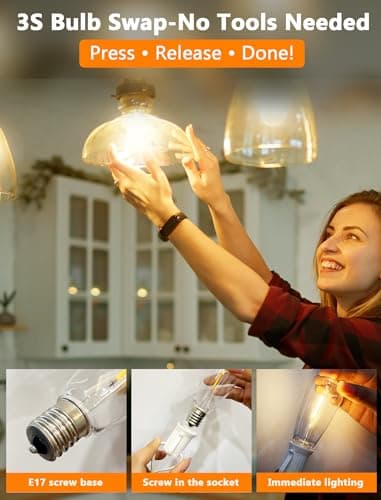 Kivonfa 25 Pack ST40 Vintage LED Edison Bulbs, Shatterproof 0.6W Energy Efficient E17 LED Replacement Bulbs for Outdoor String Lights, E17/C9 Intermediate Base Bulb Waterproof, Warm White 2700K - Thumbnail 3
