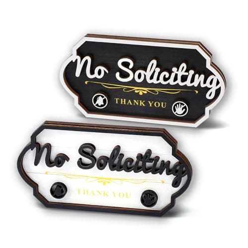 No Soliciting Sign For House, 2 Pcs Wooden No Soliciting Sign For Front Door, Funny No Soliciting Signs For Home, Business, Please Do Not Knock Or Ring Doorbell Sign