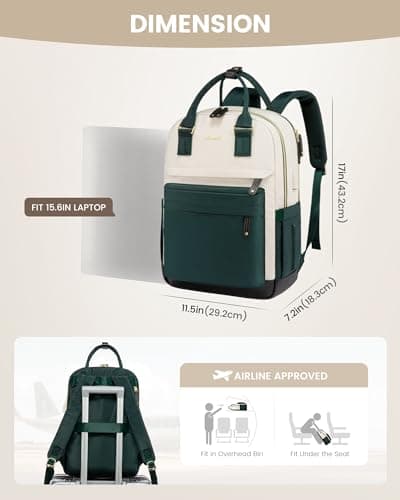 LOVEVOOK Travel Laptop Backpack Women, 15.6 Inch Anti-theft Laptop Bag with USB Port, Fashion Waterproof Computer Backpacks Teacher Nurse Backpack Purse for College School Work - Thumbnail 3