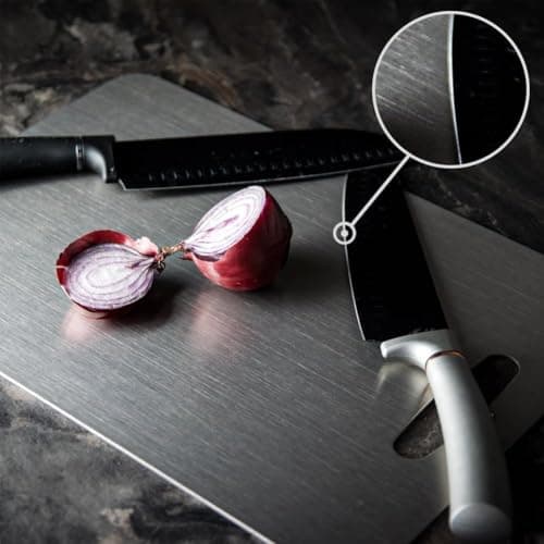 304 Stainless Steel Cutting Board, Non Toxic Cutting Boards for Kitchen, Dishwasher Safe and Hygienic Heavy Duty Chopping Board for Meat Vegetable Fruit(15"x 11",13"x 9",10"x 6") - Thumbnail 5