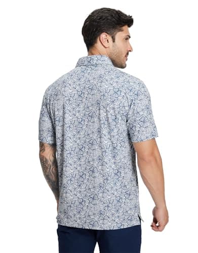 M MAELREG Golf Shirts for Men Dry Fit Print Performance Lightweight Collared Casual Mens Polo Shirts Short Sleeve - Thumbnail 4