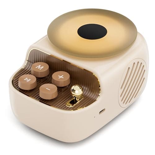 Speakers Bluetooth Wireless, 3 in 1 Protable Cute Speakers with Aromatic tray, Vintage Record Player Look, Adjustable Ambient Lights for Home Office Decor, Gifts for Mother, Girlfriend, Men (Beige) - Image 1