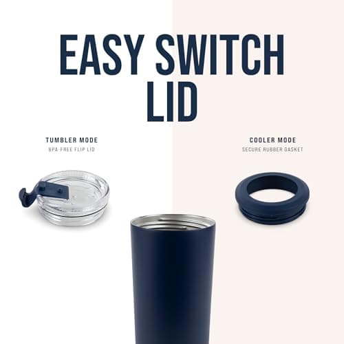 4 in 1 Universal Can Cooler - Navy Blue, Can Holder Insulated, Beer Bottle Cooler, Universal Holder for All Drink Sizes, Stainless Steel Insulated Tumbler, Tailgating Accessories - Thumbnail 4